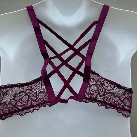 NWT Seven til midnight Yandy lacy longline lattice bralette in wine Sz 3X/4X - Picture 9 of 9
